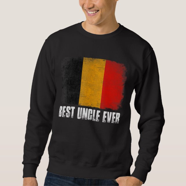 Retro Belgium Flag Best Uncle Ever Vatertag Sweatshirt (Vorderseite)