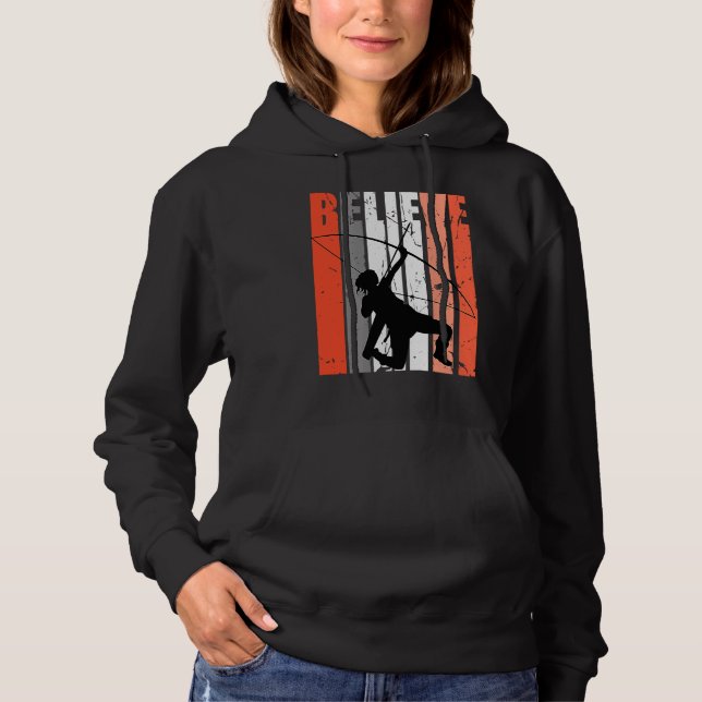 Retro Believe Archery Archer Bow Arrow Orange Whit Hoodie (Vorderseite)