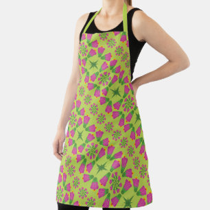 Retro Bell Blume Mandalas Große Schürze