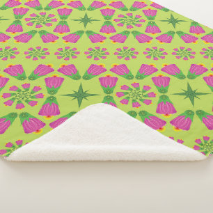 Retro Bell Blume Mandalas Grüne Sherpa Blanka Sherpadecke