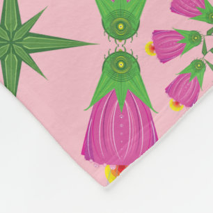 Retro Bell Blume Mandalas Rosa Fleece Blanken
