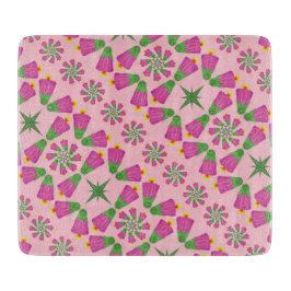 Retro Bell Blume Mandalas Rosa Glasplatte Schneidebrett