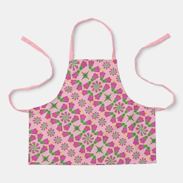 Retro Bell Blume Mandalas Rosa Kleine Schürze (Vorderseite)