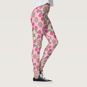 Retro-Bell-Blume-Mandalas Rosa Leggings