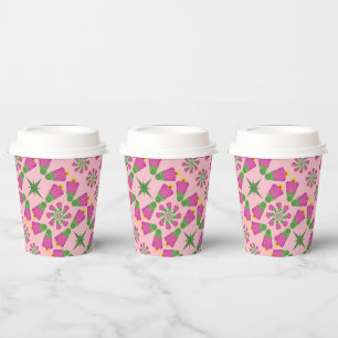 Retro-Bell-Blume-Mandalas Rosa Papieraufnahmen Pappbecher