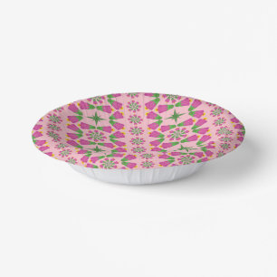 Retro-Bell-Blume-Mandalas Rosa Papiertüten Pappteller