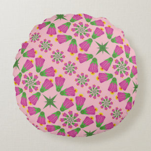 Retro Bell Blume Mandalas Rosa Rundkissen Rundes Kissen
