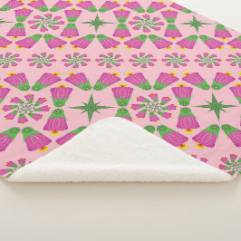 Retro Bell Blume Mandalas Rosa Sherpa Blankon Sherpadecke
