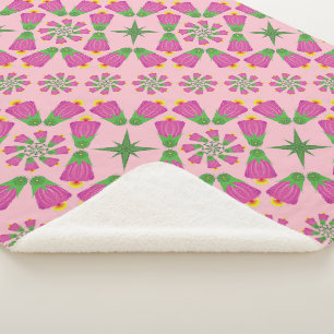 Retro Bell Blume Mandalas Rosa Sherpa Blankon Sherpadecke