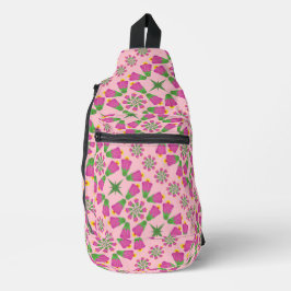 Retro-Bell-Blume-Mandalas Rosa Sling-Tasche Crossbody Bag
