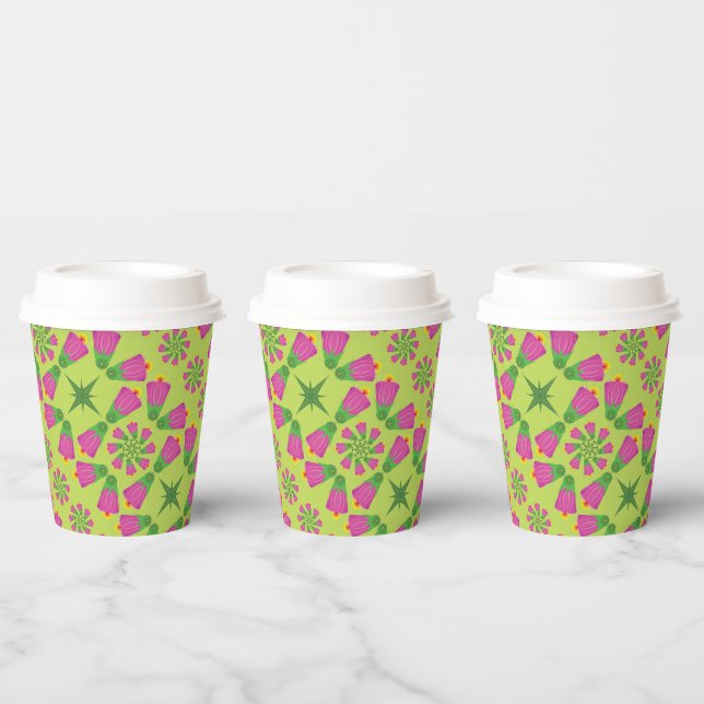 Retro Bell Blume Mandalase Grünbuch Cups Pappbecher (Multi)