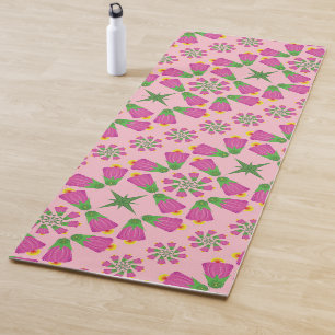 Retro-Bell-Blume-Mandalase Rosa Yoga-Mat Yogamatte
