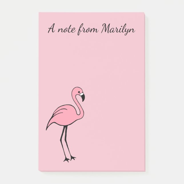 Retro benutzerdefinierte rosa Flamingo Post It Not Post-it Klebezettel (Vorderseite)