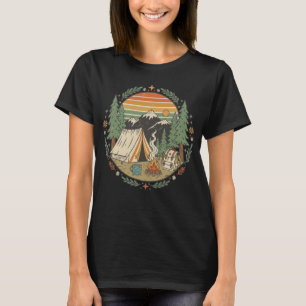 Retro-Berg-Camping-T-Shirt mit Zelt und Lagerfeuer T-Shirt
