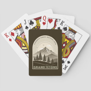 Retro-Berg-Familienurlaub Braun ID1136 Spielkarten