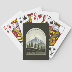 Retro-Berg-Familienurlaub Grün ID1136 Spielkarten