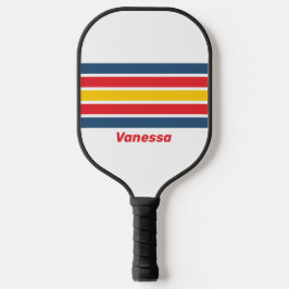 Retro-Berg über Streifen mit Namen Pickleball Schläger