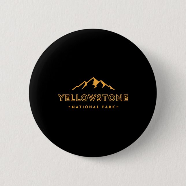 Retro Berg Yellowstone Nationalpark Wandern So Button (Vorderseite)