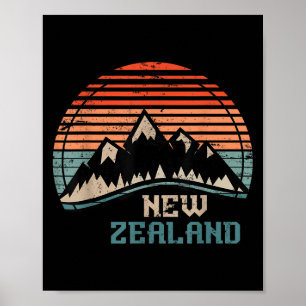 Retro-Berge Neuseeland Poster