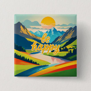 Retro-Berglandschaft Button