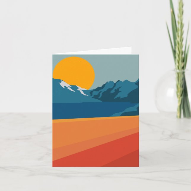 Retro Berglandschaft Illustration Orange Blue (Vorderseite)