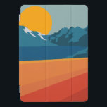 Retro Berglandschaft Illustration Orange Blue iPad Pro Cover<br><div class="desc">Dieses stilvolle iPad Gehäuse zeichnet sich durch eine farbenfrohe und mutige Abbildung einer Retrolandschaft in Rot,  Orange und Blau aus.</div>