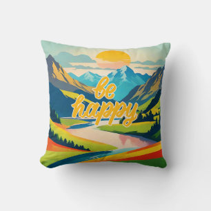 Retro-Berglandschaft ist glücklich Kissen