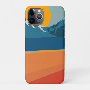 Retro Berglandschaft Kunstwerk Orange Blau Case-Mate iPhone Hülle