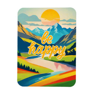 Retro-Berglandschaft Magnet