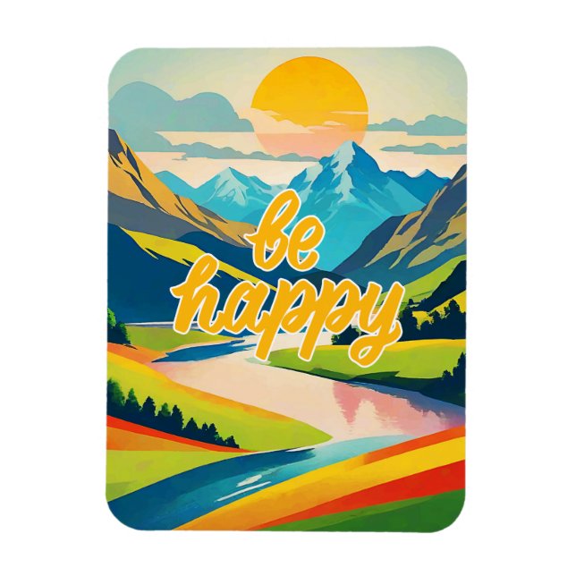 Retro-Berglandschaft Magnet (Vertikal)