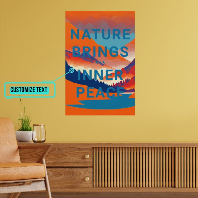 Retro-Berglandschaft mit See  Poster (Please enjoy our design and see the others in the collection.)