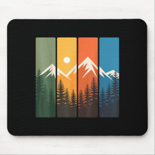 Retro-Bergwald-Sonnenuntergangslandschaft Natur Mousepad