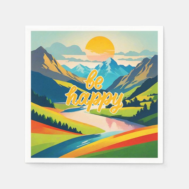 Retro-Bergwelt Serviette (Vorderseite)