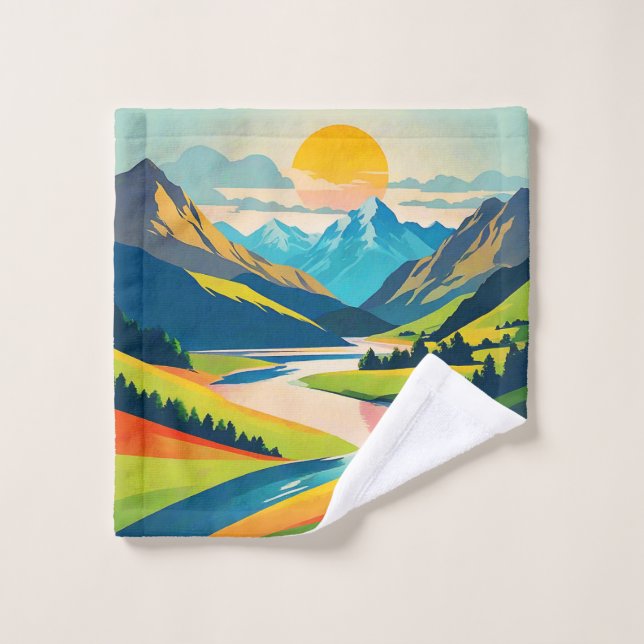 Retro-Bergwelt Waschlappen (Waschlappen)