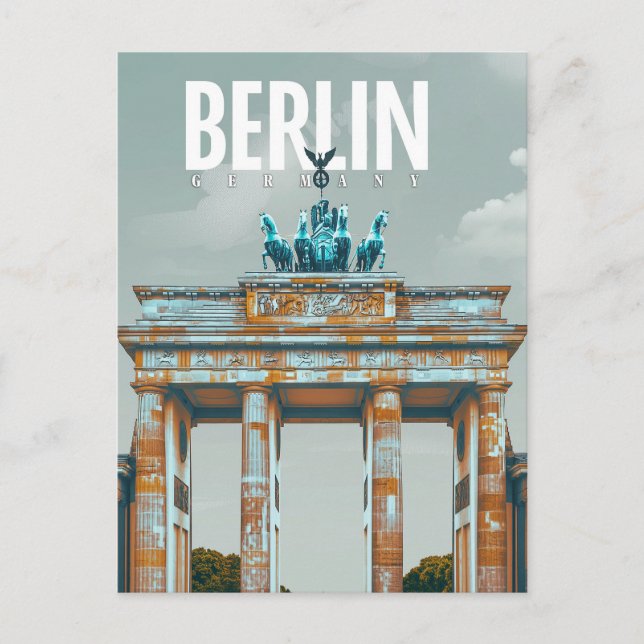 Retro Berlin: Brandenburger Tor Reise Postkarte (Vorderseite)
