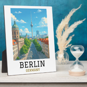 Retro-Berliner Skyline-Fernsehturm-Skyline-Ansicht Fotoplatte