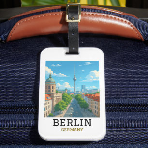 Retro-Berliner Skyline-Fernsehturm-Skyline-Ansicht Gepäckanhänger