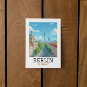 Retro-Berliner Skyline-Fernsehturm-Skyline-Blick Postkarte