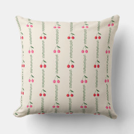 Retro Berry Cherry Streifen auf Creme Kissen