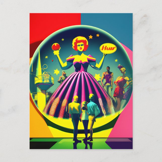 Retro Besichtigung des Pops Circus Art Postkarte (Vorderseite)