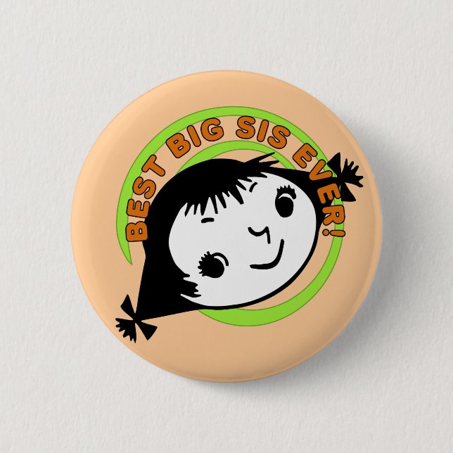 Retro Best Big Sis Ever Button (Vorderseite)
