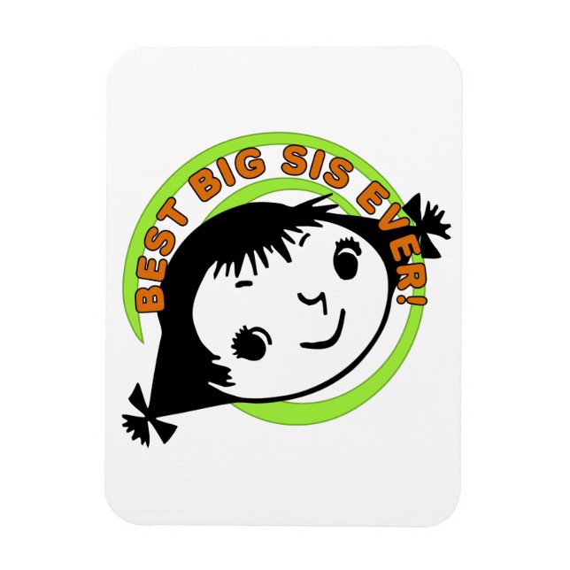 Retro Best Big Sis Ever Magnet (Vertikal)