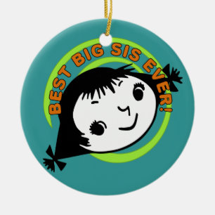 Retro Best Big Sister Ever Keramik Ornament