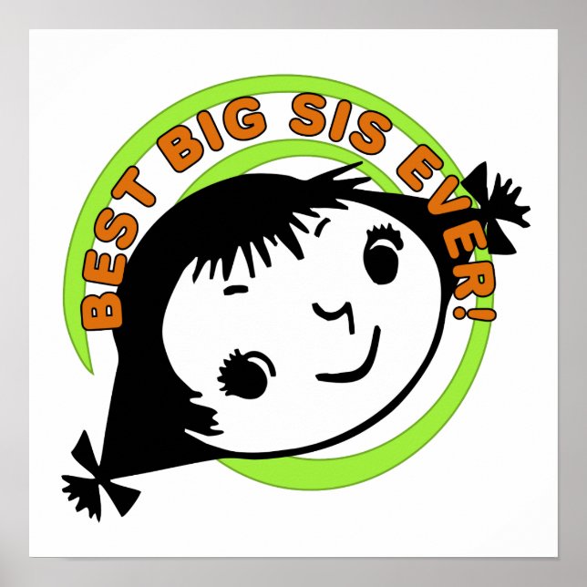 Retro Best Big Sister Ever Poster (Vorne)
