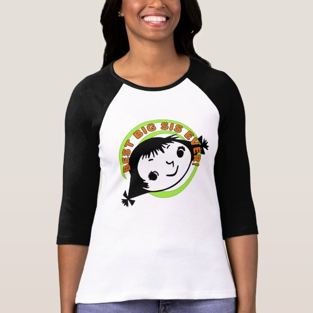 Retro Best Big Sister Ever T-Shirt (Vorderseite)