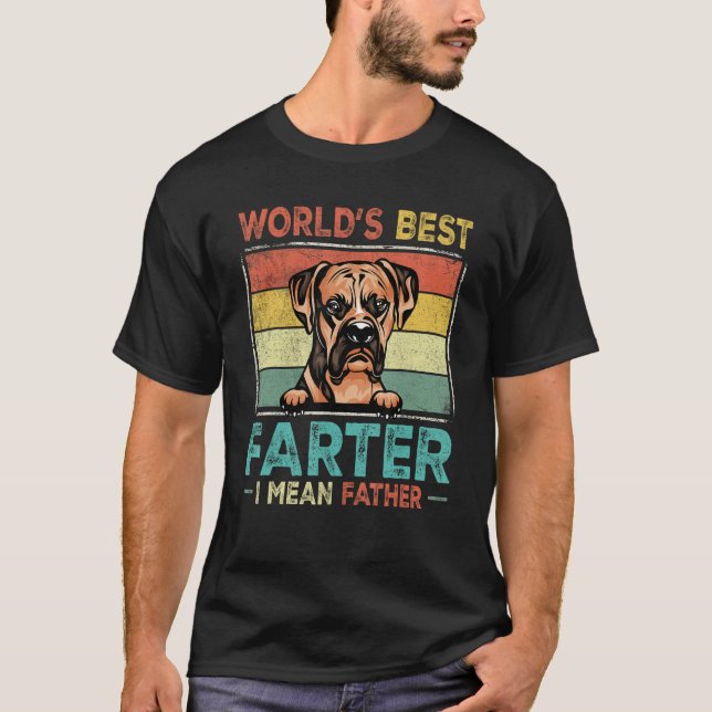 Retro Best Dad Ever Cool Boxer Dog Pet T-Shirt (Vorderseite)