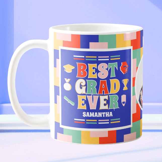 Retro Best Grad Foto Blue Abschluss Kaffeetasse (Von Creator hochgeladen)