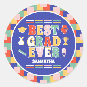 Retro Best Grad Party Runder Aufkleber