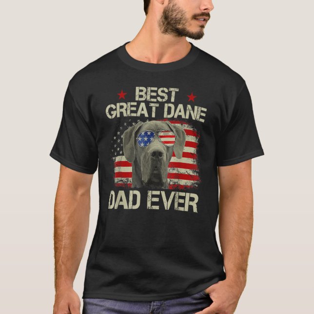Retro Best Great Dane Dad Ever US Flag Dog Lover F T-Shirt (Vorderseite)