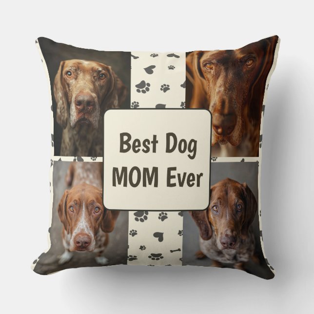 Retro Best Hund MAMA Custom 4 Foto Bracco Italiano Kissen (Vorderseite)